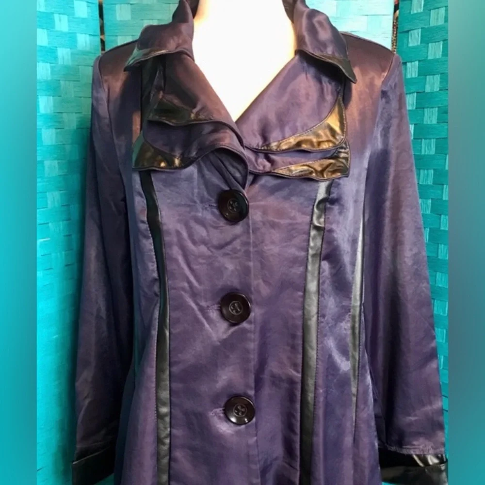 Fantazia Blazer Jacket Buttons Women’s Plum Purple And Black New